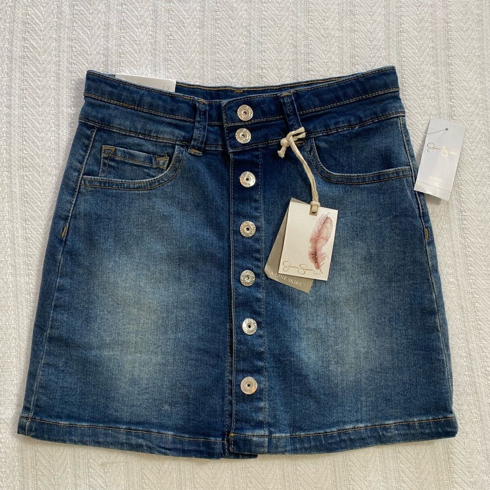 JESSICA SIMPSON Size 12 Mid Rise Denim Skirt